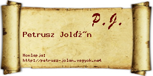 Petrusz Jolán névjegykártya