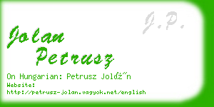 jolan petrusz business card